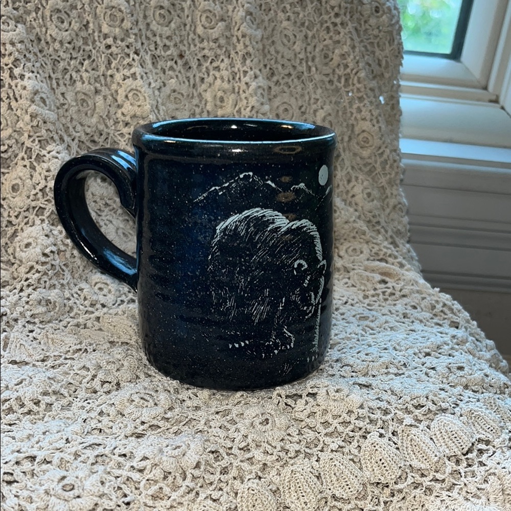 Hand‎ Crafted Black Bear Ceramic Mug